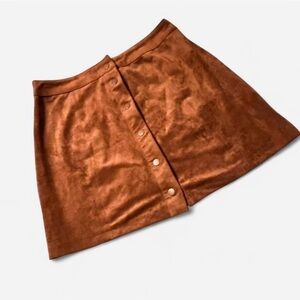 Forever21 Womens Brown/Caramel Microsuede Mini Skirt, Size Large